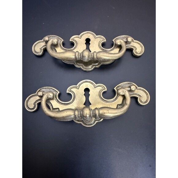 Vintage Gothic KBC Brass Dresser Drawer Handle Pull Knobs Reclaimed Misc Lot - Picture 2 of 9